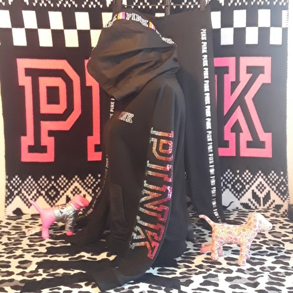 Pink vs RARE Rainbow Zip up Hoodie - Picture 2 of 8